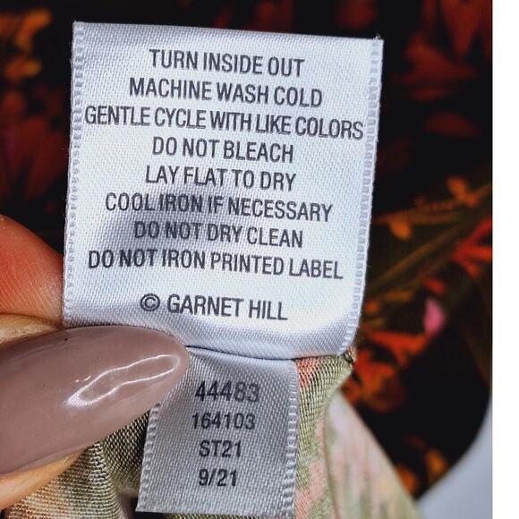 Garnet Hill Gathered Knit Artist Tee Top Medium Tencel Lyocell Forest Boho Leaf - Picture 6 of 8